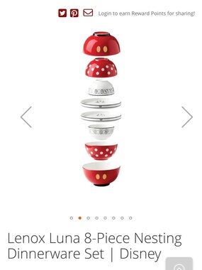 Lenox Red and White Mickey Mouse Inspired 8-Piece Nesting Dinnerware Set
